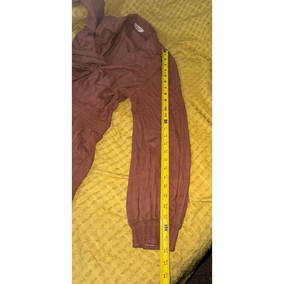 Women’s Fall Winter Jumpsuit Long Sleeve Front Tie Orange Size Large - Picture 13 of 14